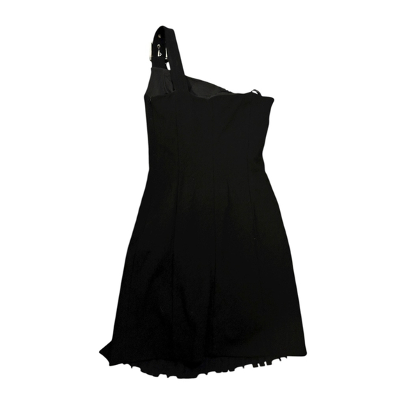 Versus Versace Black One Shoulder Mini Dress with Buckle Size 4 - Picture 2 of 12